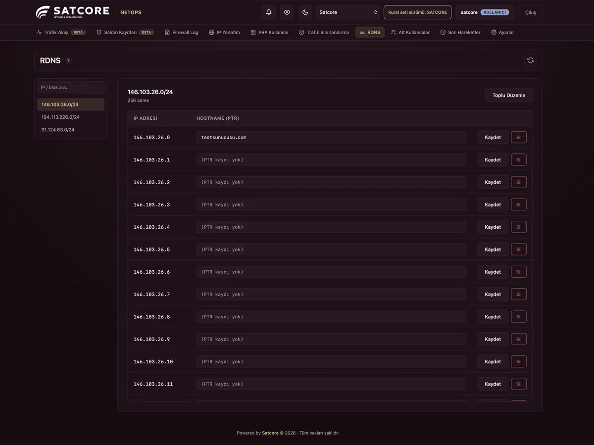 RDNS PTR record management view
